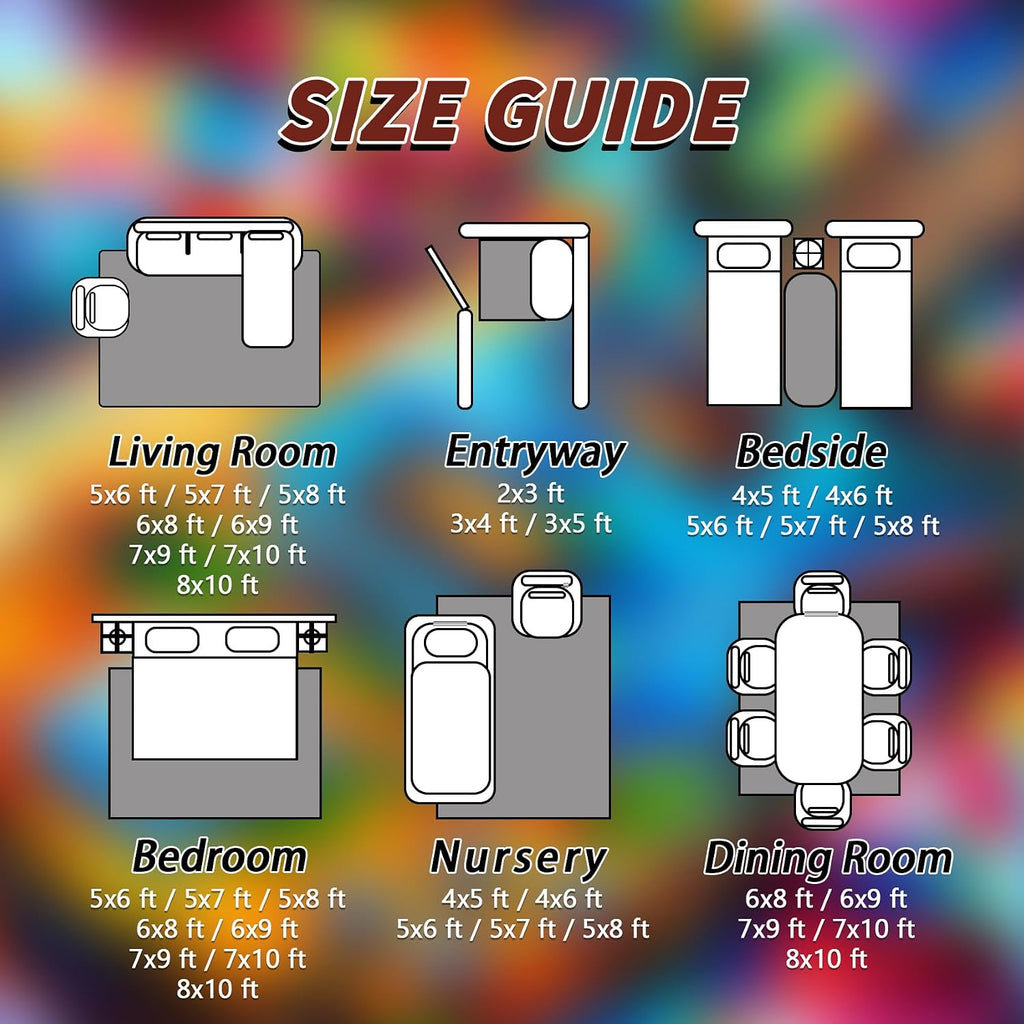 Guitar Rugs for Music Room - Guitar Rug, 6x9 Rug, Abstract Colorful Musical Area Rug, Multicolor Carpet, Washable & Non Slip & Soft Large Rugs, Guitar Home Decor Gifts