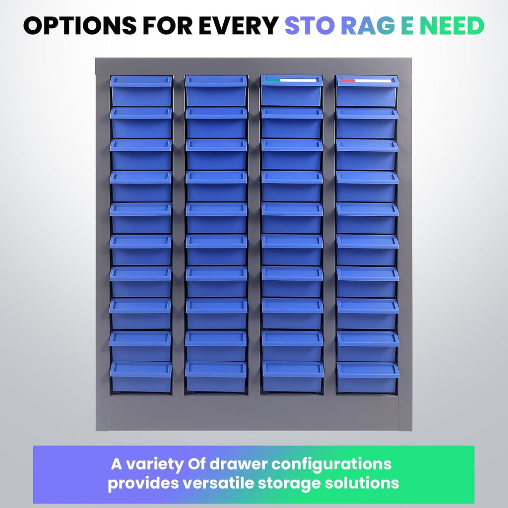 40 Drawers Heavy-Duty Alloy Steel Nut and Bolt Organizer with 200 Dividers & 80 Label Slots, ABS Drawers Material Parts Cabinet, Screw and Bolt Bins Organizer for Garage Workshop Shop Storage