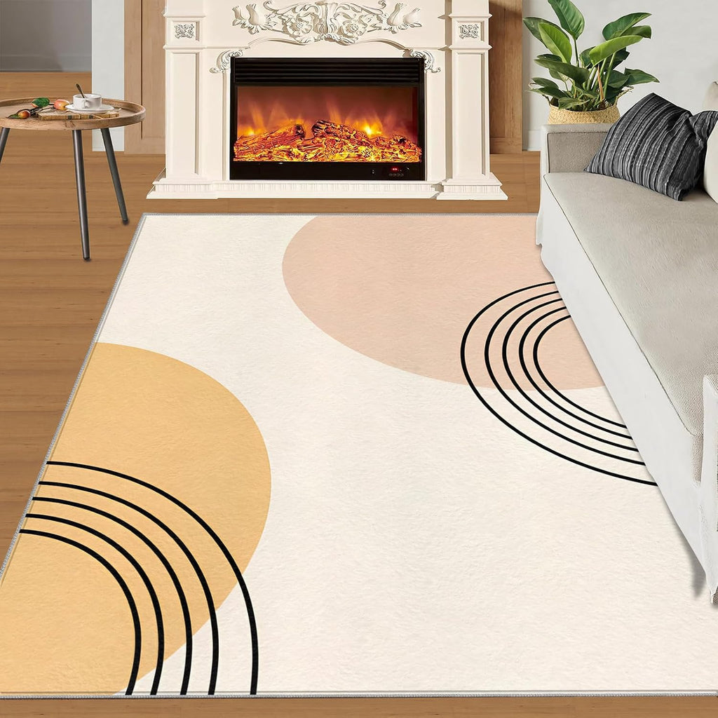 Boho Rugs for Bedroom, Minimalist Aesthetics Rug 6x8, Abstract Art Dining Room Rugs Washable & Non Slip Large Carpet for Home Decor