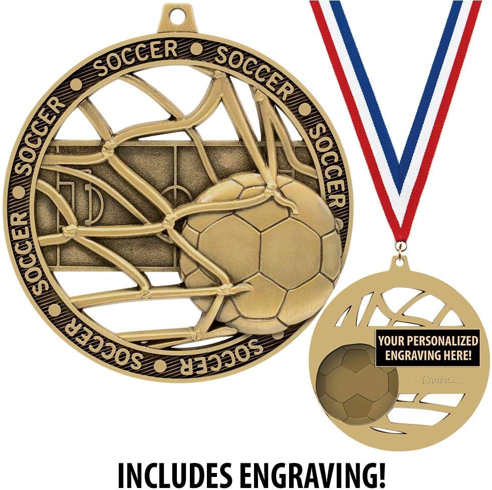 Crown Awards Soccer Medals, 3' Massive Rimz Soccer Tournament Medal with Custom Engraving Included