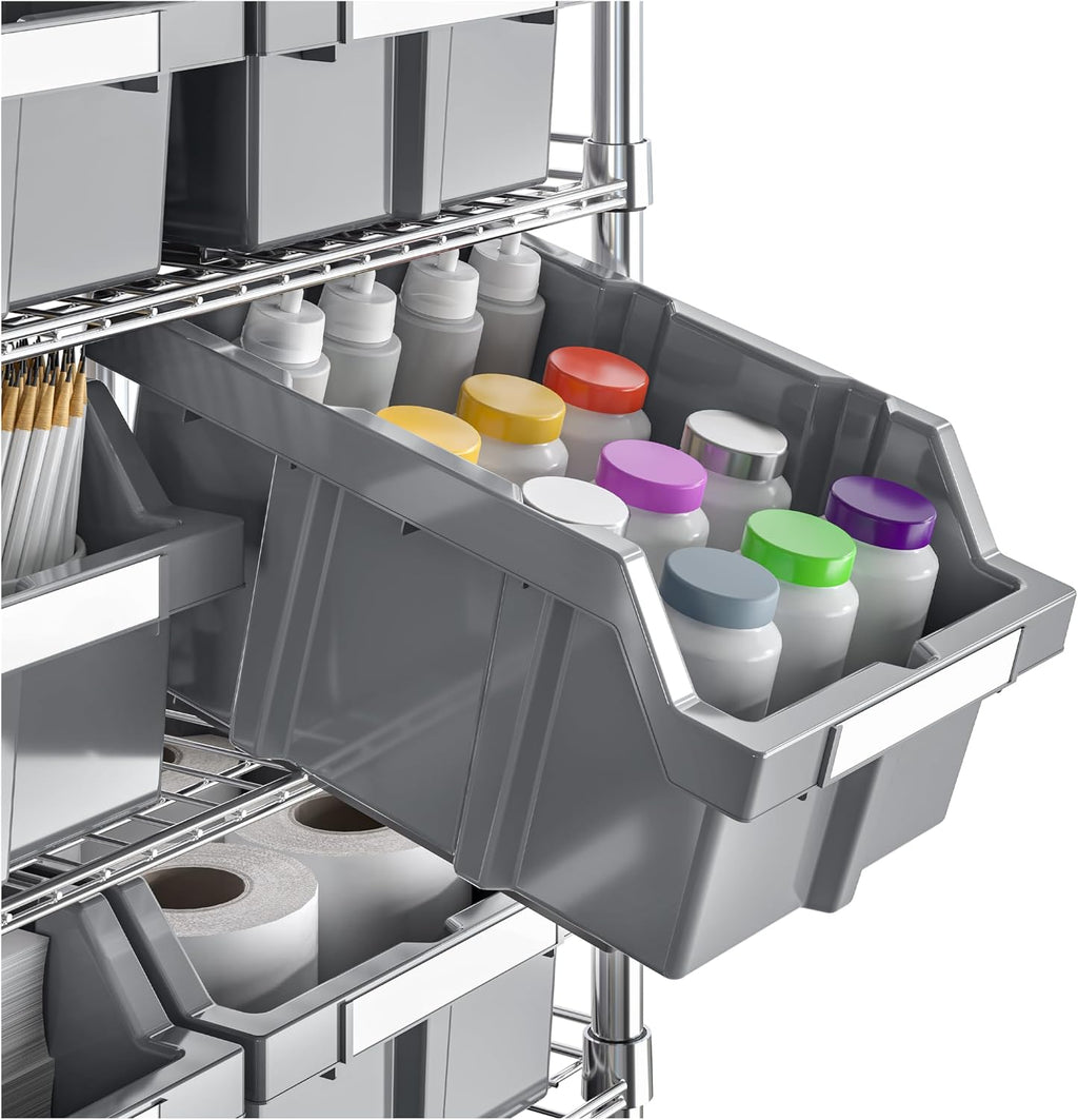 Seville Classics Heavy Duty NSF Bin Rack Solid Steel Wire Shelving Storage Unit, Patented Organizer for Garage, Warehouse, Office, Restaurant, Classroom, Kitchen, Gray, Includes 12 Bins