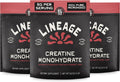 Lineage Provisions Micronized Creatine Monohydrate Powder with Sea Salt – Bulk 3 Pack – Unflavored Creatine Supplement for Men & Women – Easy Mix, 90 Servings Each