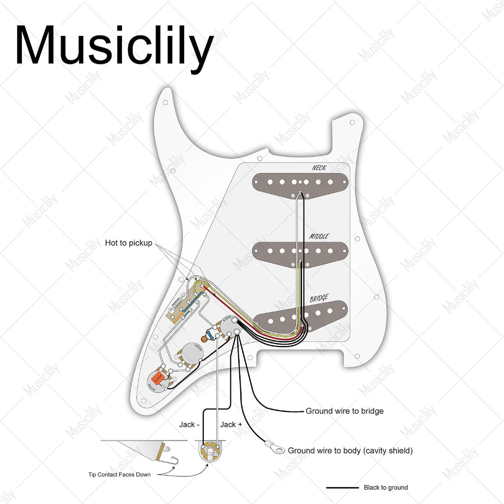 Musiclily Pro Pre-wired Standard SSS Pickguard with Artec Pickups Staggered Alnico 5 Magnet Single Coil Pickups for ST Style Electric Guitar, 4Ply Black Pearl