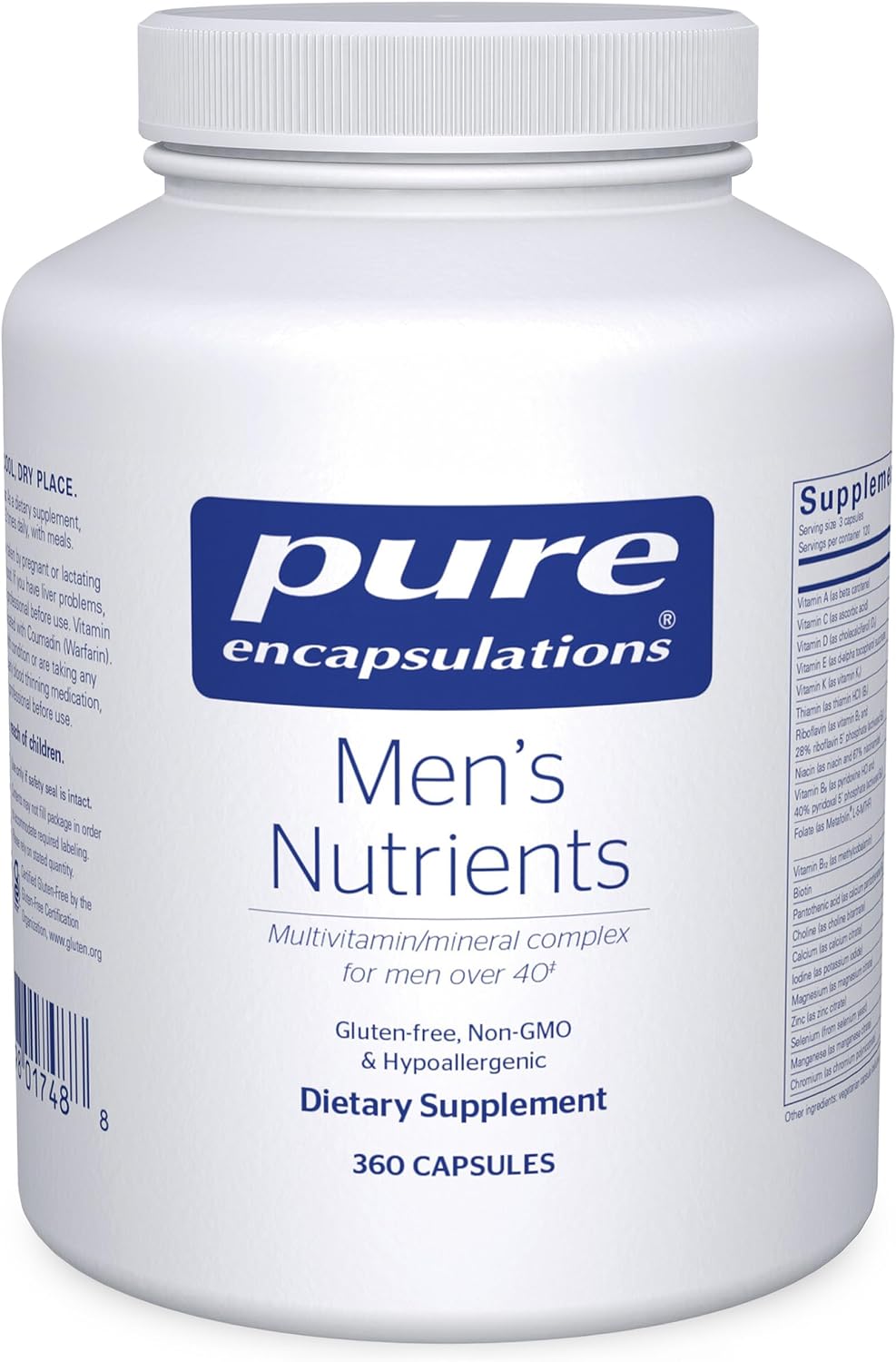 Pure Encapsulations Men's Nutrients - Multivitamin Mineral Supplement to Support Energy, Endurance & Stamina in Men Over 40* - Vitamin D & Vitamin C - Gluten-Free & Non-GMO - 360 Capsules