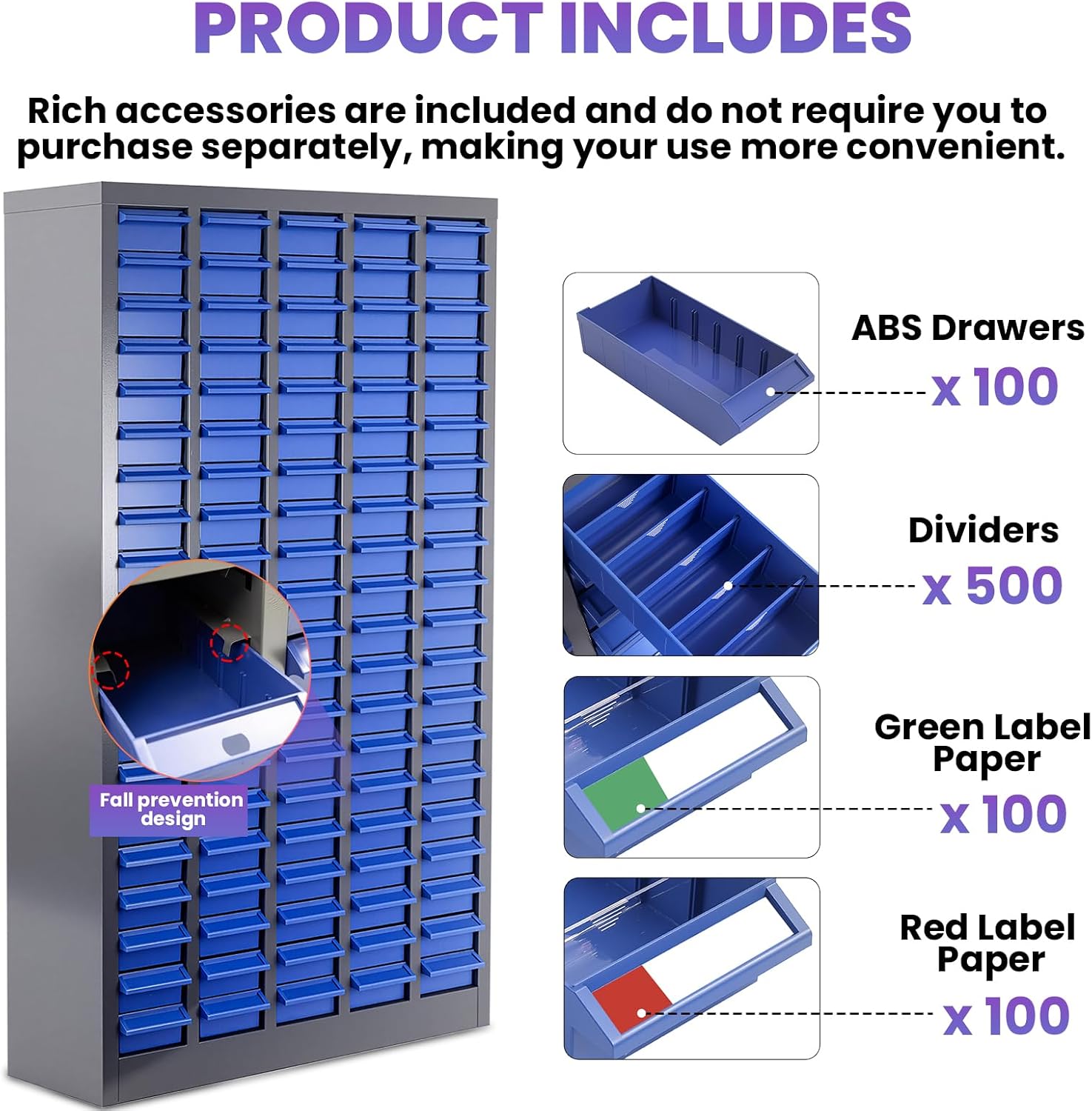 Heavy-Duty 100 Drawer Parts Cabinet, All-in-One Organizer with Acrylic Adjustable Shelves for Nuts, Bolts, Tools - The Ultimate Garage Workshop Storage Solution