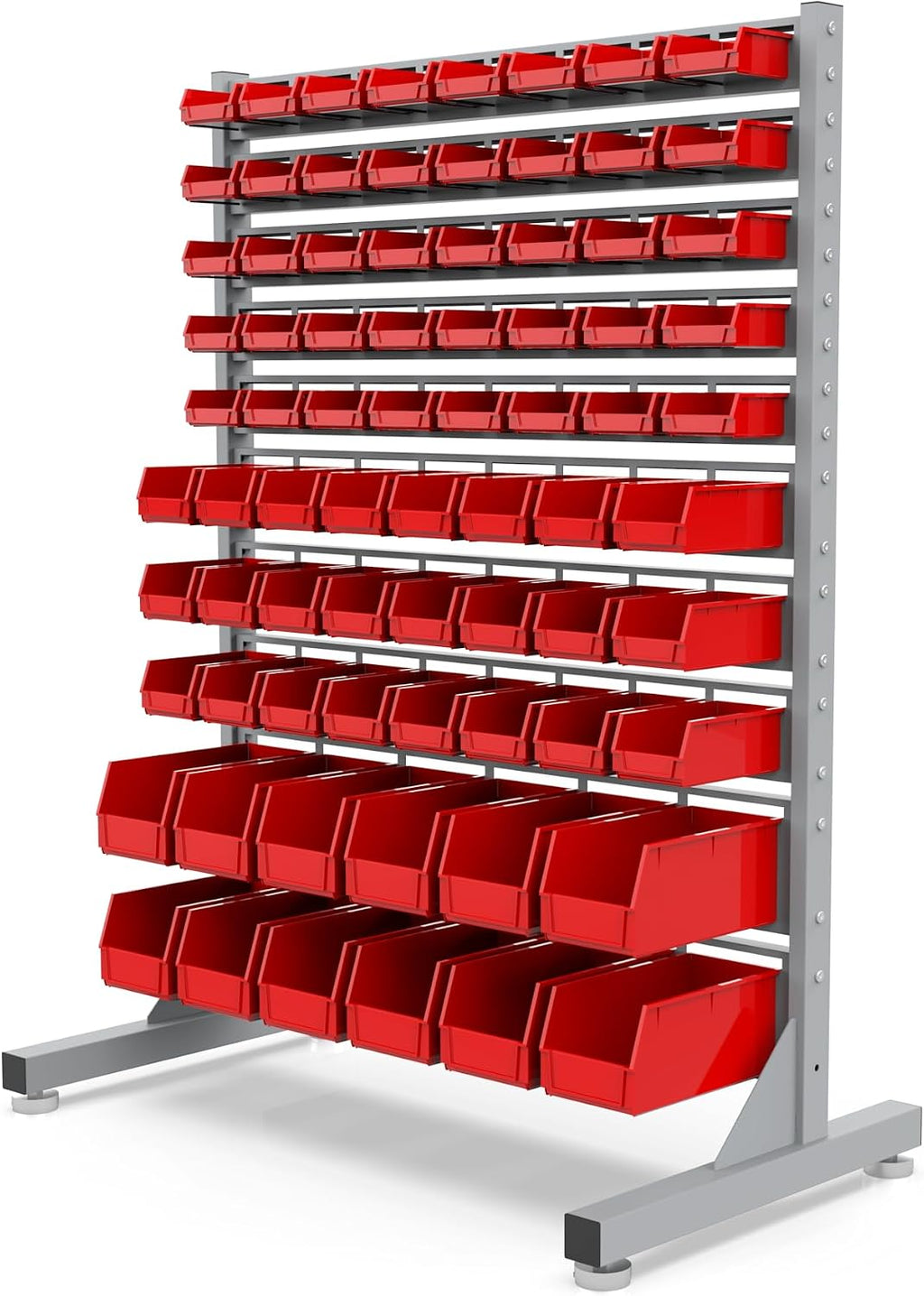 JZD Metal Bin Rack Storage Organizer System, Heavy Duty Steel Frame, 76 Bins for Tools Hardware Nut Bolt, Garage Workshop Factory