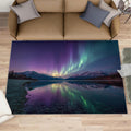 Aurora Rugs for Bedroom, Northern Lights Rug 6x8, Polar Landscapes Dining Room Rugs Washable & Non Slip Large Carpet for Home Decor