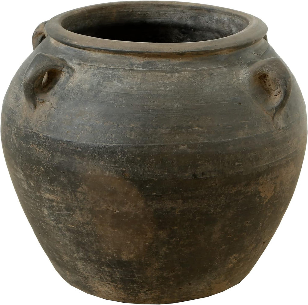 Artissance 14.2' Wide Large Ceramic Vase, Rustic Pottery Vase with 4 Handles, Decorative Ceramic Vase, Farmhouse and Black Vases Home Decor, Tall Pottery Vase for Living Room or Garden