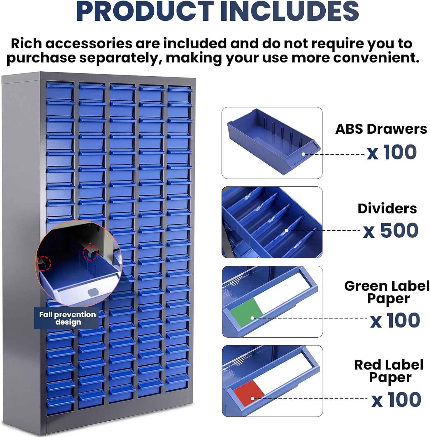 100 Drawers - Part Cabinet, Shelves & Label Stickers - Bolt and Nut Organizer Bolt Bin Cabinets, Durable Steel Tool Storage Cabinet for Garage/Workshop Small Parts/Hardware Organization