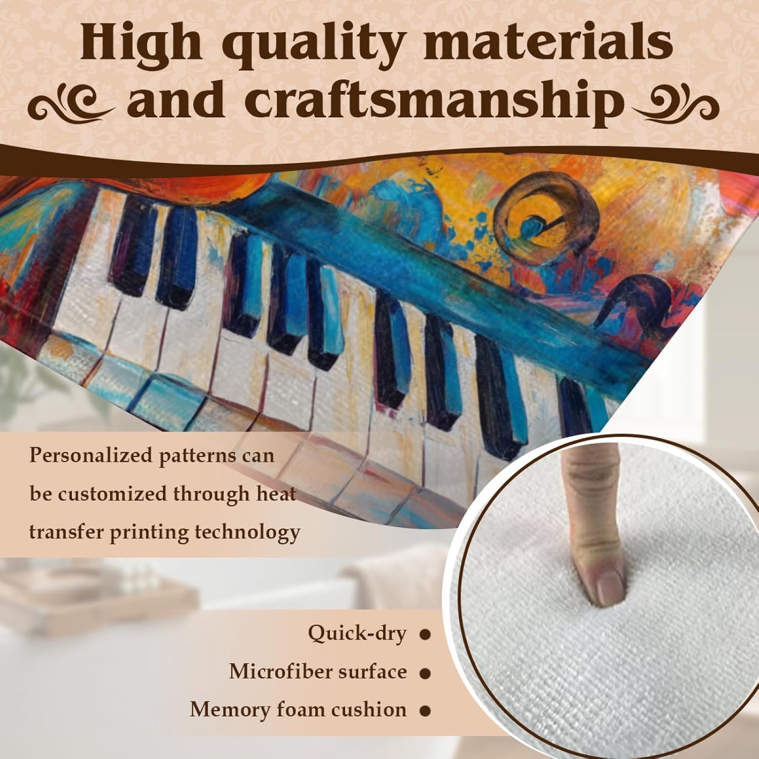 Guitar Rugs for Music Room - Guitar Rug, 6 ft x 8 ft, Abstract Colorful Musical Area, Multicolor, Washable & Non Slip & Soft Large Guitar Home Decor Gifts