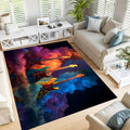 Living Room Rug 5'3' X 7'6' Dark Blue Area Rug Machine Washable Music Theme Carpet Non Slip Electric Guitar Smoke Indoor Large Rugs for Bedroom,Classroom,College Dorm,Farmhouse,Kids Playroom