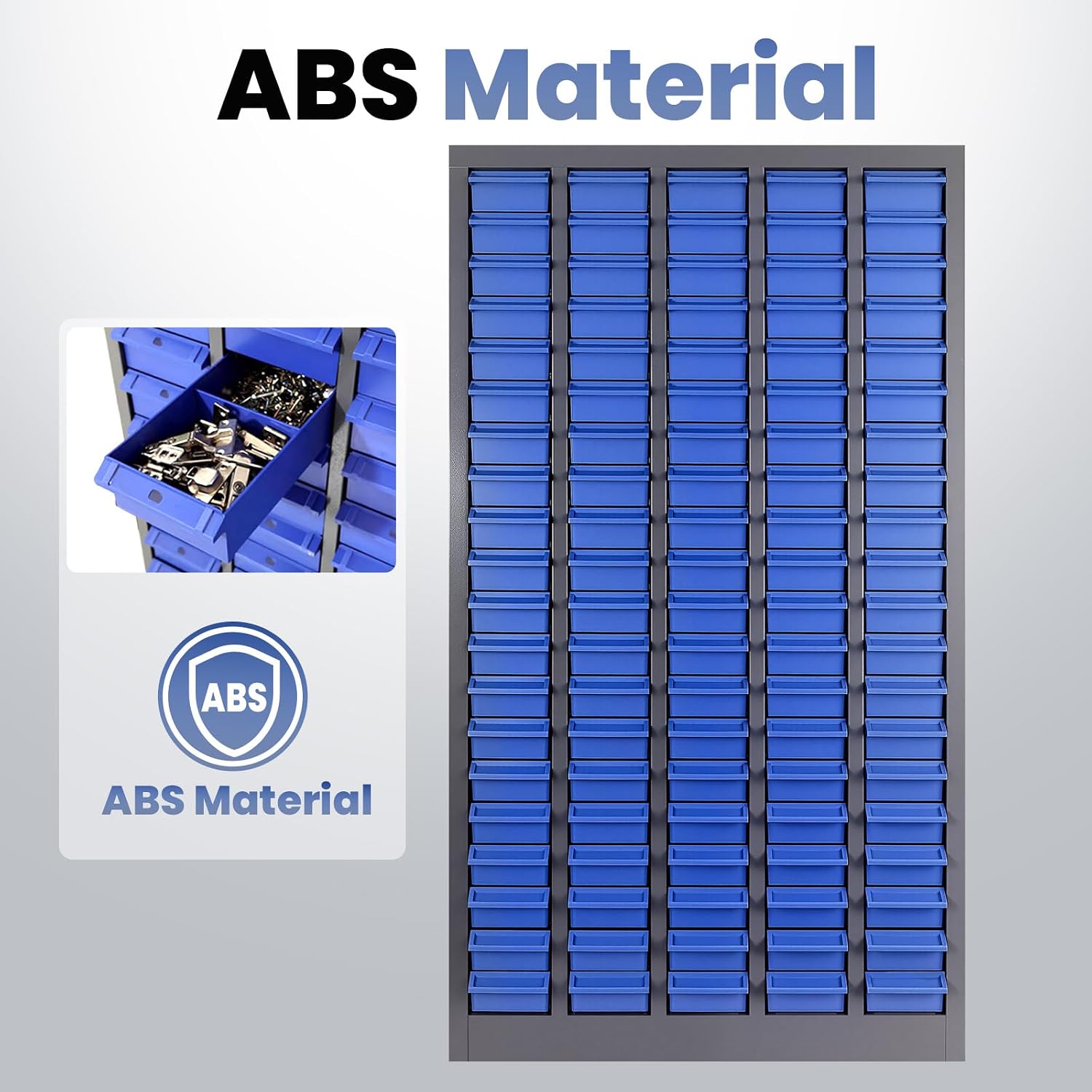 100 Drawer Alloy Steel Nut and Bolt Organizer, ABS Material Bolts Organizer, 26' L×9' W×46' H Nuts and Bolts Organizers and Storage, Bolt Bins Organizers for Shop Garage Workshop (100 Drawer)