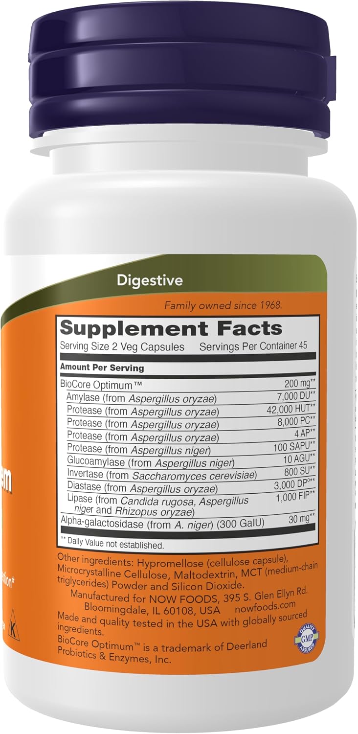 NOW Foods Supplements, Optimal Digestive System, Full Spectrum Enzymes, 90 Veg Capsules (Pack of 12)