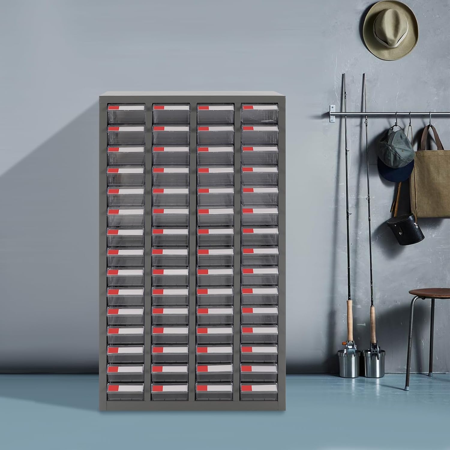 60 Drawer Bolt and Nut Tool Storage Cabinet, Hardware Tool Storage Cabinet, Steel Parts Process Storage Organizer, for Storing Tools, Metal and Electronic Components (Clear)
