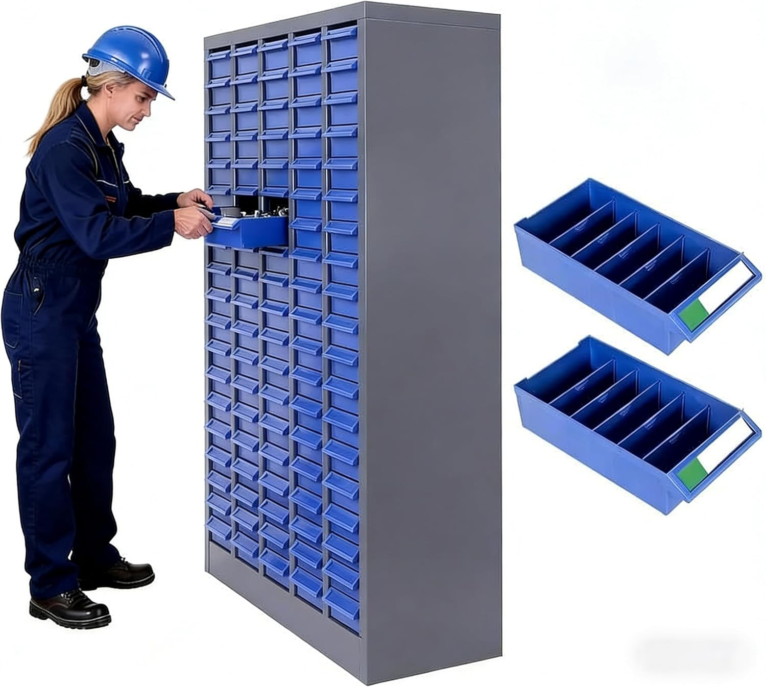 75 Drawer Nut and Bolt Organizer Cabinet, Small Parts Storage Cabinet Bolt Bin with Dividers & Labels, 26'X 9'X 36' Steel Frame Tool Organizer Parts Cabinet for Garage Hardware & Screw Storage