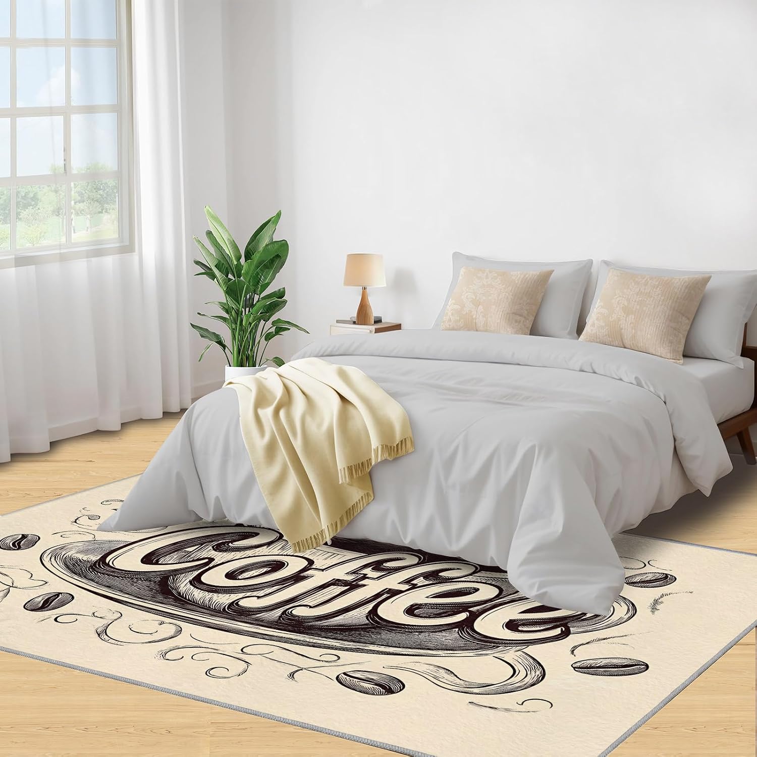 Coffee Rug Large - 6x8 Rug, Cafe Area Rugs for Living Room, Vintage Rugs for Bedroom, Non-Slip Mat, Coffee Home Decor & Gifts