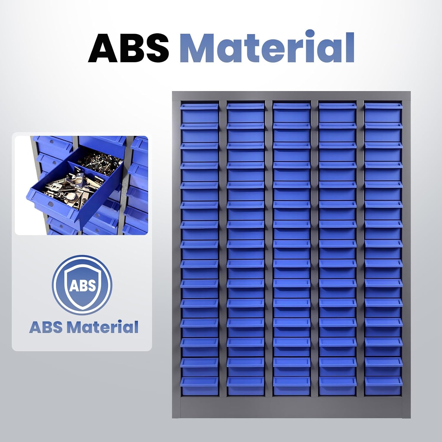 100 Drawer Alloy Steel Nut and Bolt Organizer, ABS Material Bolts Organizer, 26' L×9' W×36' H Nuts and Bolts Organizers and Storage, Bolt Bins Organizers for Shop Garage Workshop (75 Drawer)