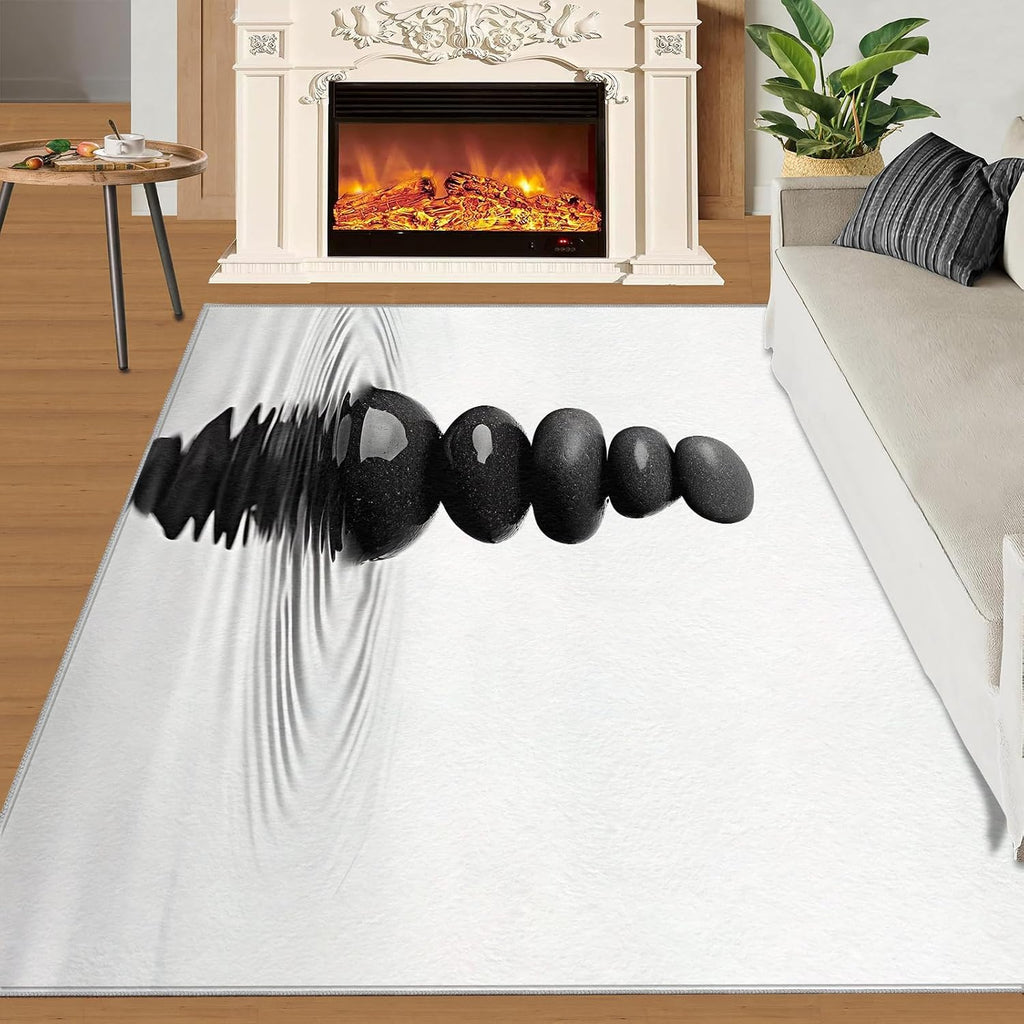 Meditation Rugs for Bedroom - 6x8 Area Rug - Zen Stone Rugs for Living Room, Mental Space Rug, Washable Home Decor Carpet