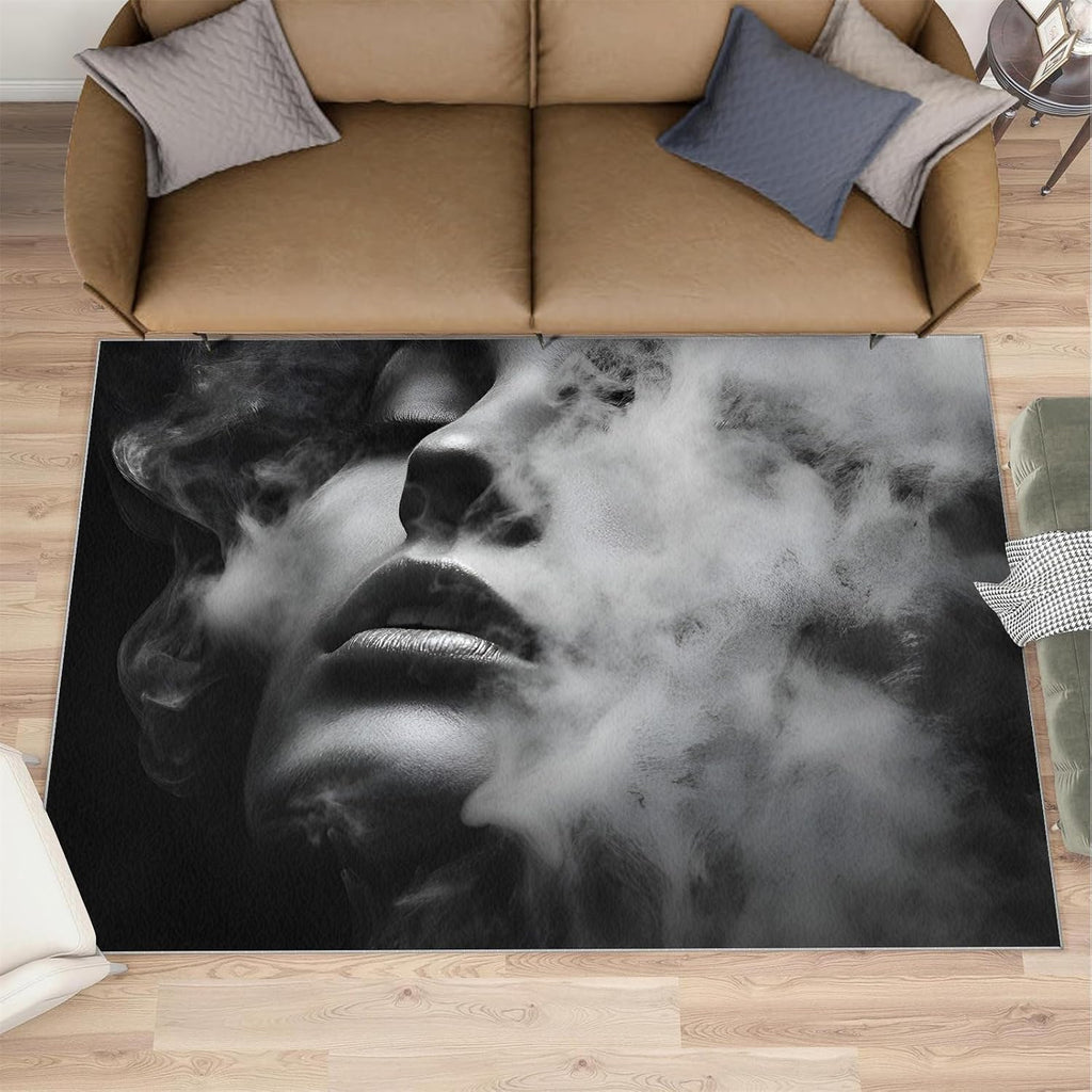 6x8 Human Face Area Rug - Abstract Large Rugs for Living Room, Mysterious Carpet Area Rug for Girls Bedroom Kids Room Basement Office Classroom