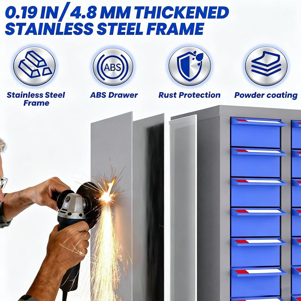 75 Drawers Parts Cabinet Bolt and Nut Tool Storage Cabinet, ABS Material Hardware Organizer, Adjustable Bolt Bin, Bolt Bins Organizer for Shop