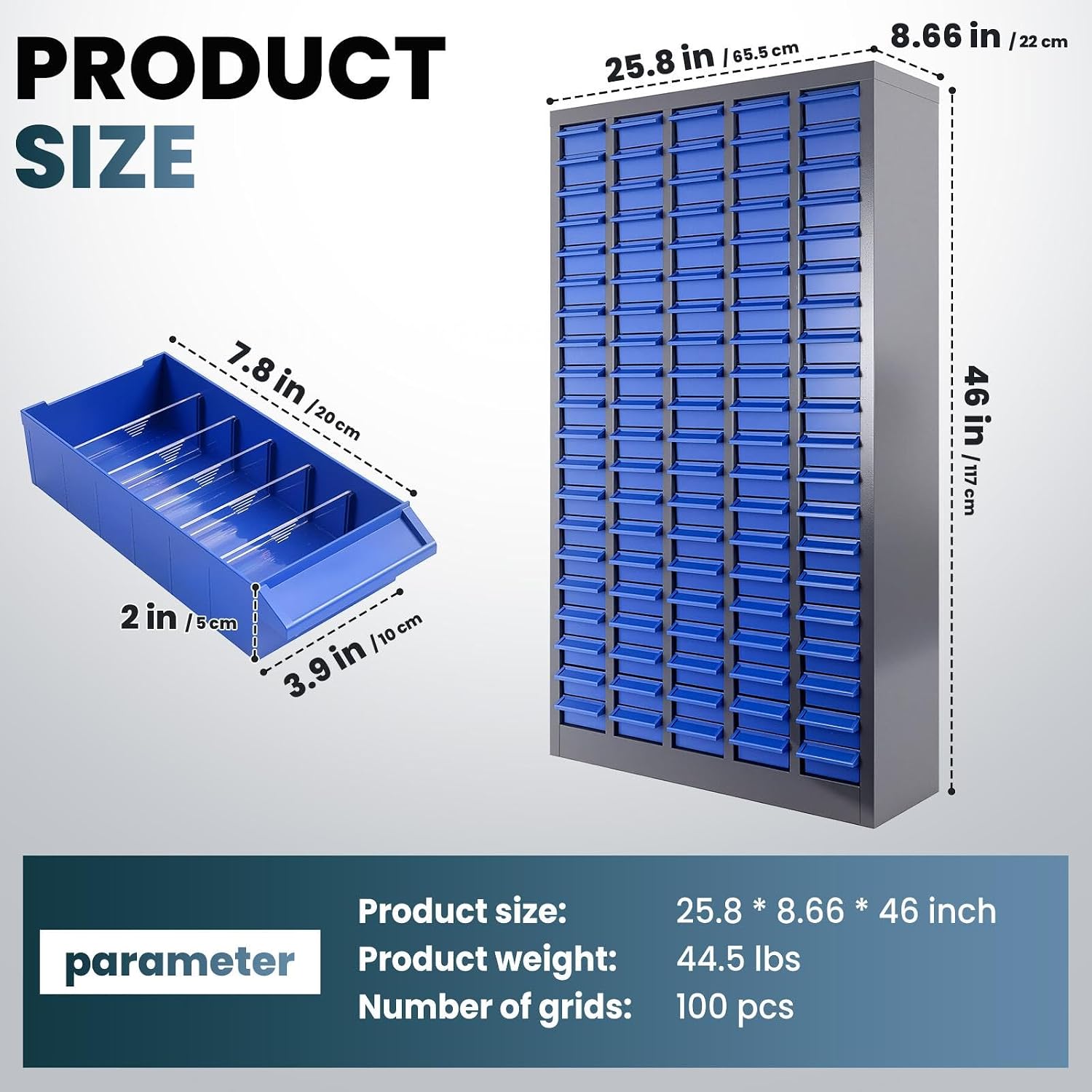 100 Drawers Nut and Bolt Organizer with Label, Opaque ABS Plastic Industrial Organizer with Labels, for Garage Workshop Craft Art Hobby
