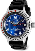 VOSTOK | GRU Amphibian Automatic Self-Winding Russian Diver Wrist Watch | WR 200m | Amphibia 420866 | Blue Dial 40mm Mechanical Watch | Luminous dots