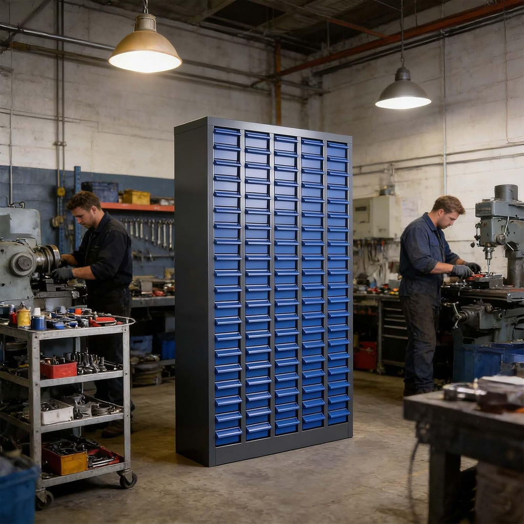 100 Drawers Parts Cabinet for Small Parts, Alloy Steel Nut and Bolt Organizer with ABS Drawers, Heavy Duty Bolt Bin Storage Cabinet with Shelves for Garage, Workshop & Home