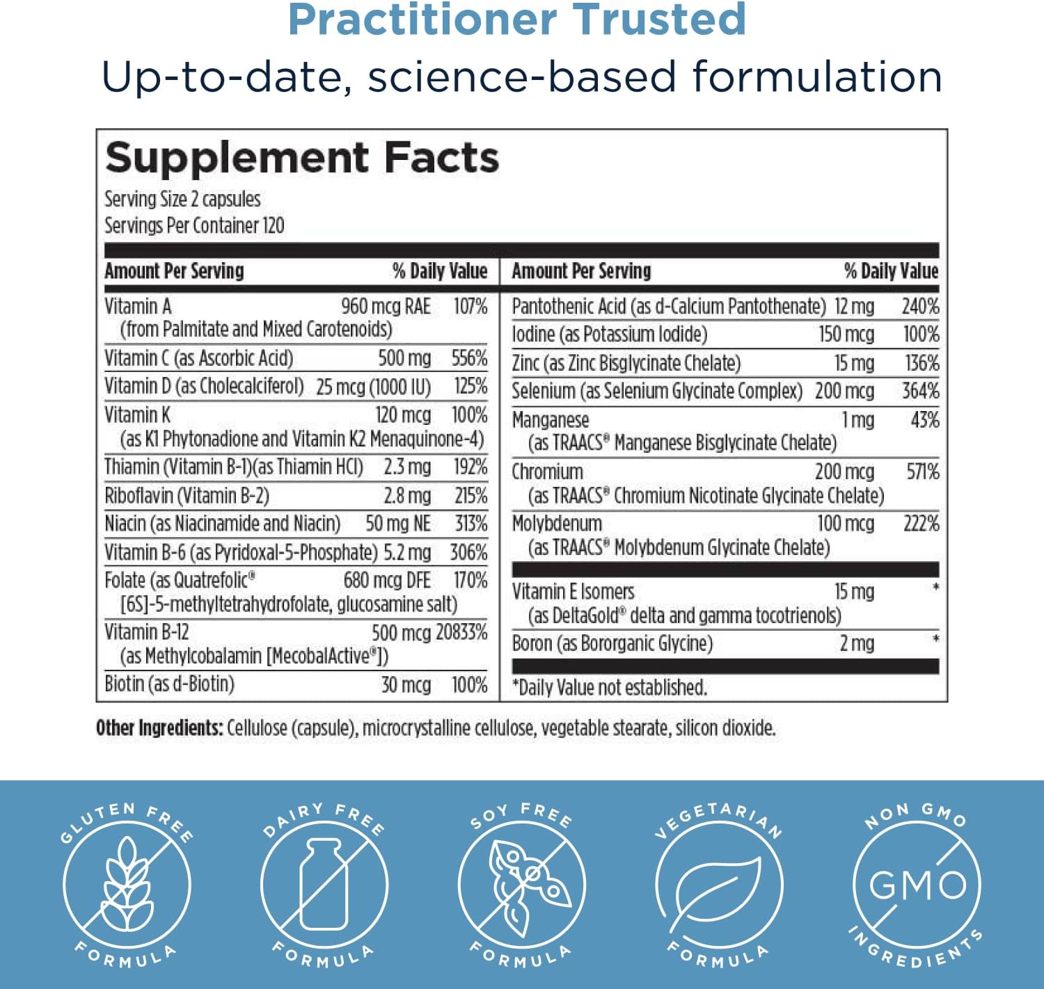 Designs for Health Methylated Multivitamin for Women & Men - Twice Daily Multimineral Supplement & Multivitamin Without Iron + Methylated B12 and Folate, Vitamin C, K, D, E + More (240 Capsules)