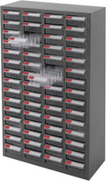 Parts Cabinet with 60 Drawers, Bolt and Nut Tool Storage Cabinet with Partitions&Labels, Steel Garage Storage Cabinet, Part Organization Shelves for Tool Hardware Storage(Clear)