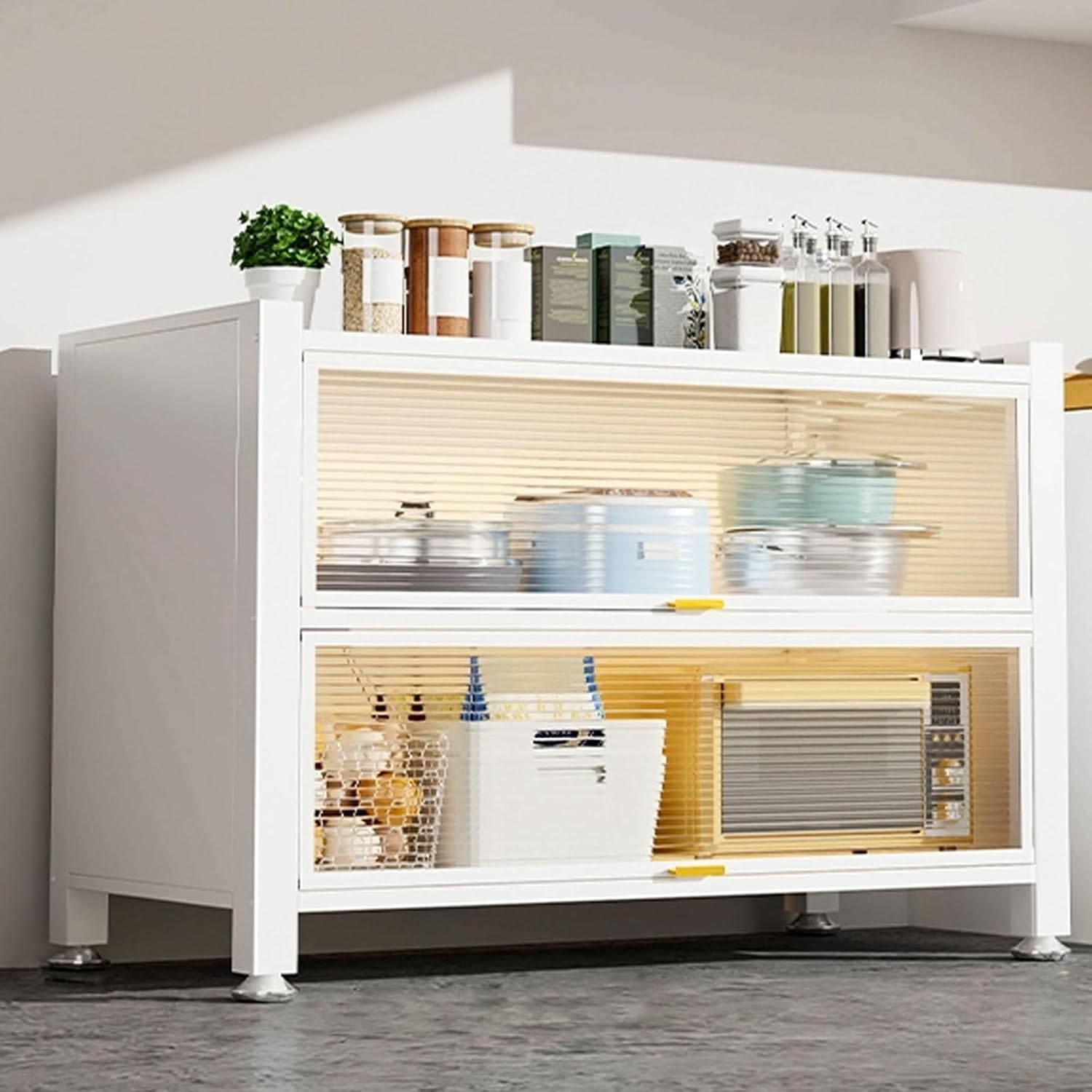 Bar Hutch, Bakers Rack with Flip Doors, Hutch for Kitchen Storage with Adjustable Feet for Living Room, Study, Bathroom
