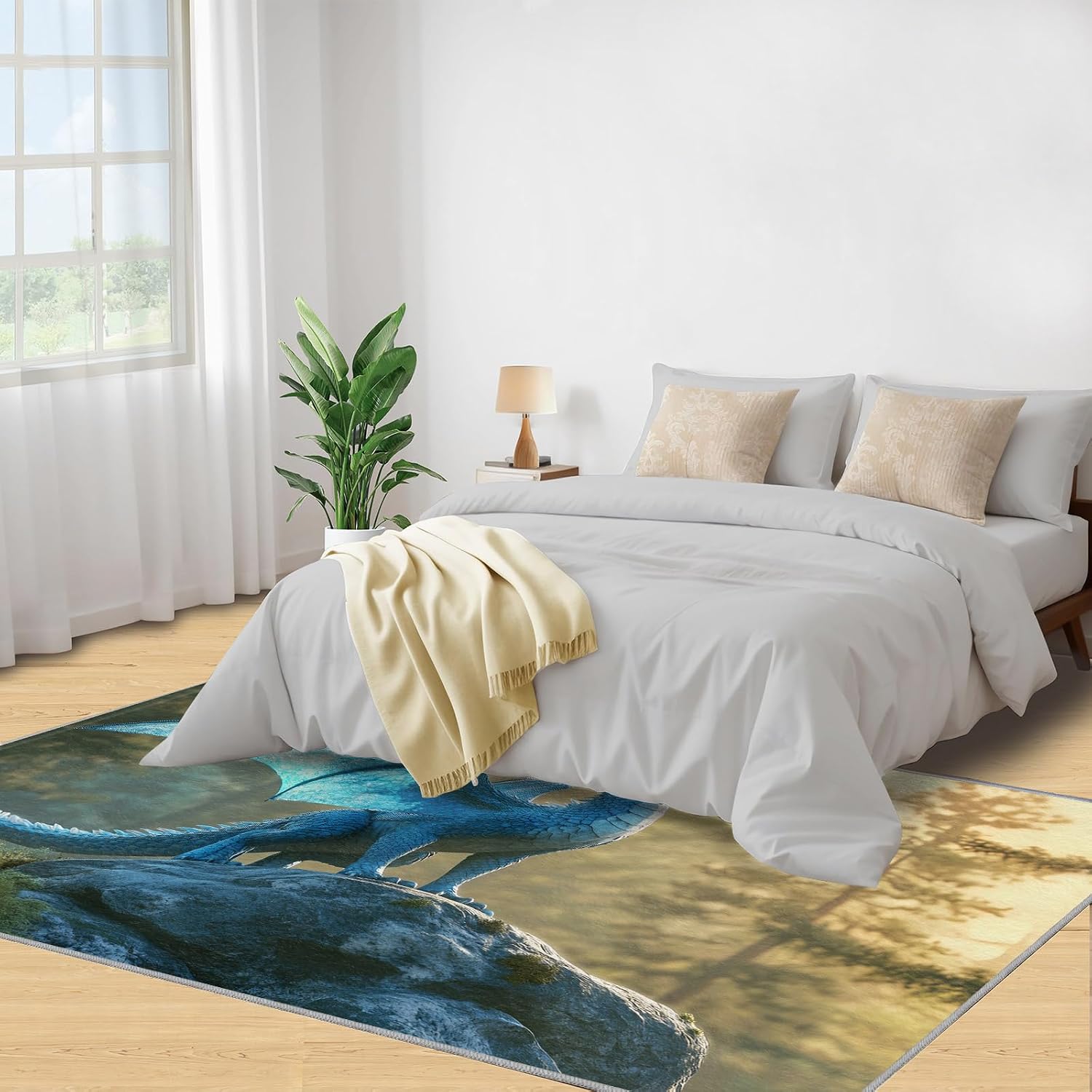 Dragon Rug, Fantasy Animal Rugs for Bedroom 5x7 Rug, Dragon Area Rug, Rugs for Living Room, Non Slip Washable Carpet for Kids Room Home Decor