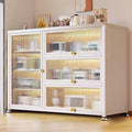 Kitchen Storage Shelves for Small Spaces with Doors Made of Carbon Steel Kitchen Baker's Rack with Storage Transparent Flip Switch Door Design(Color:White,Size:100 * 42 * 114cm)