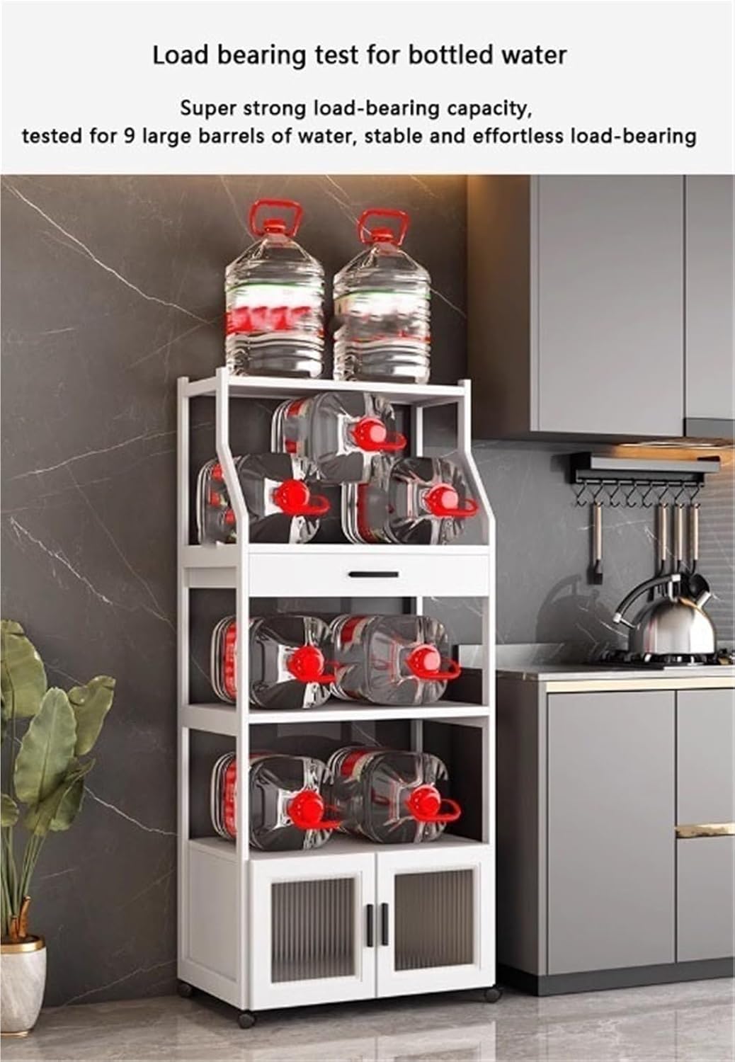 Modern Freestanding Display Storage Cabinet Kitchen Microwave Storage Shelf Standing Baker's Rack Floor Cabinet Storage Organizer Wine Rack for Living Room Kitchen,Living Room