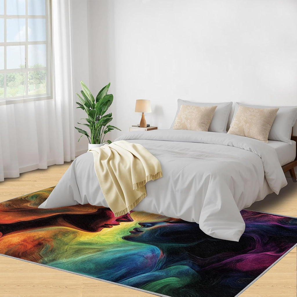 Female Profile Rug - 6x8 Rug, Abstract Woman Area Rugs for Bedroom, Modern Rugs for Living Room, Woman Washable Mat, Art Carpet, Female Profile Home Decor & Gifts