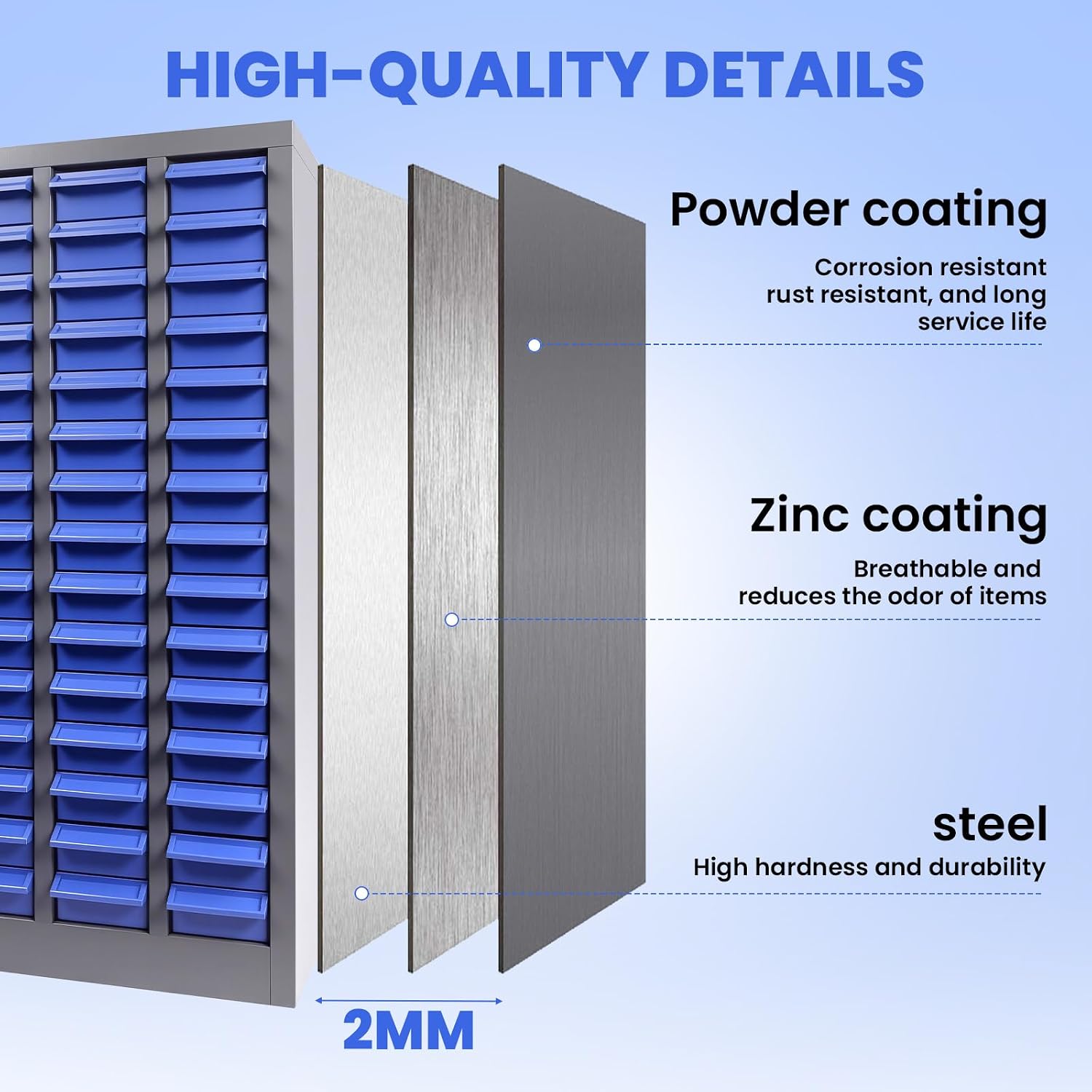 75 Drawer Parts cabinets, Bolt, nut and Tool Parts cabinets, Alloy Steel Parts Cabinet with ABS Labels and Shelves, Suitable for garages, basements, and Small Tool Storage