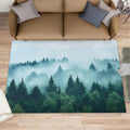Forest Rugs for Bedroom, Misty Forest Rug 6x8, Natural Scenery Dining Room Rugs Washable & Non Slip Large Carpet for Home Decor