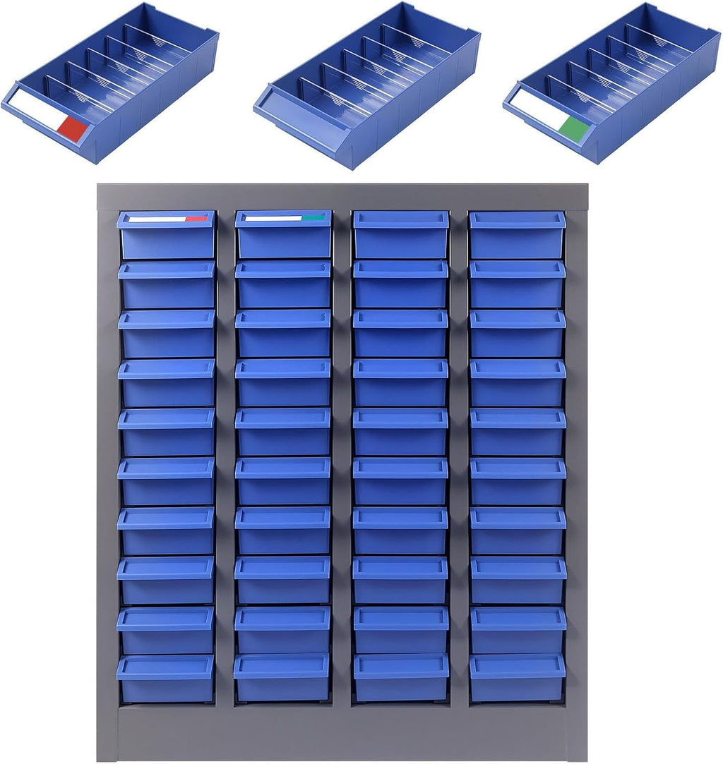 40 Drawers Nut and Bolt Organizer with Label, Opaque ABS Plastic Industrial Organizer with Labels, for Garage Workshop Craft Art Hobby
