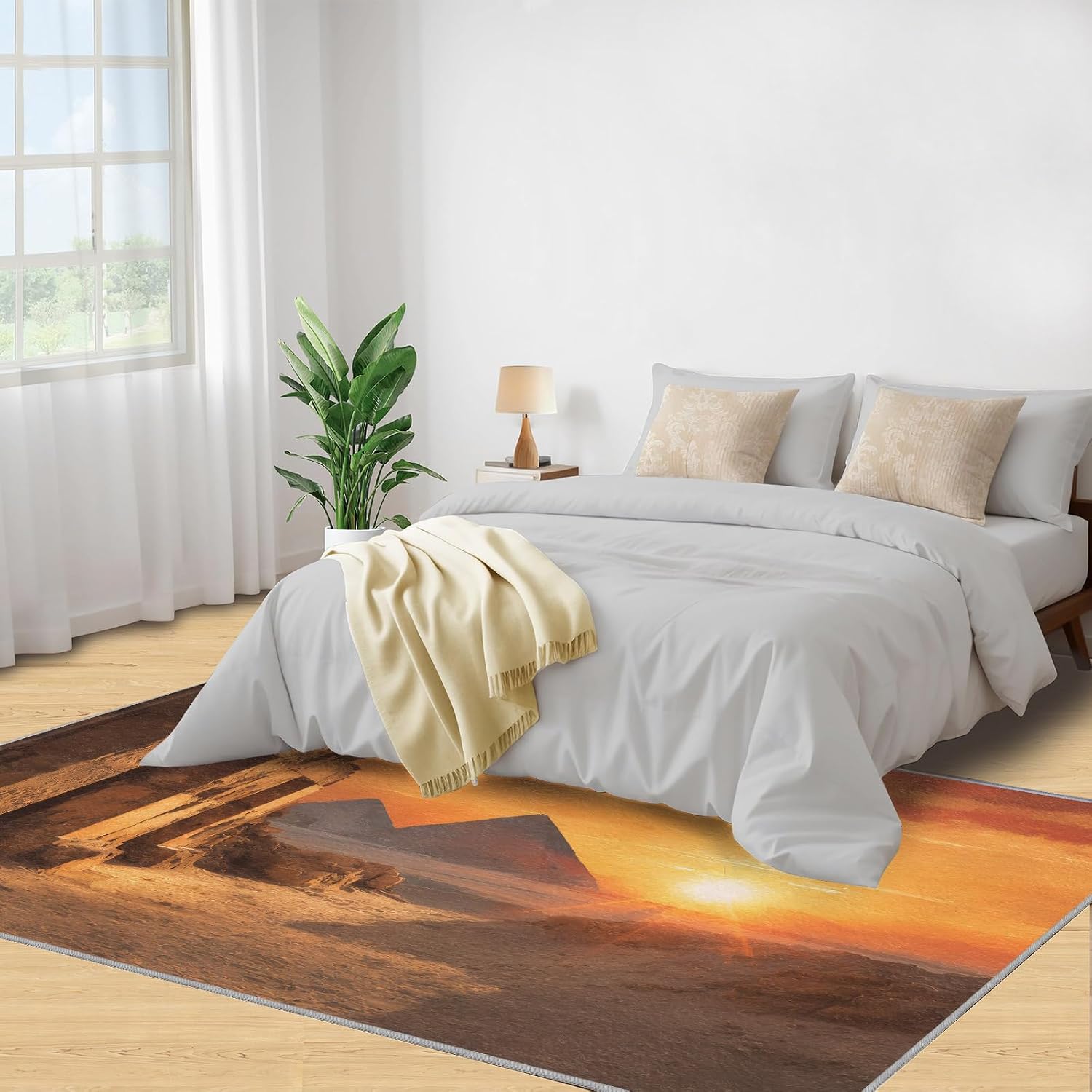 Egypt Rugs for Bedroom, African Scenery Rug 6x8, Ancient Architecture Dining Room Rugs Washable & Non Slip Large Carpet for Home Decor