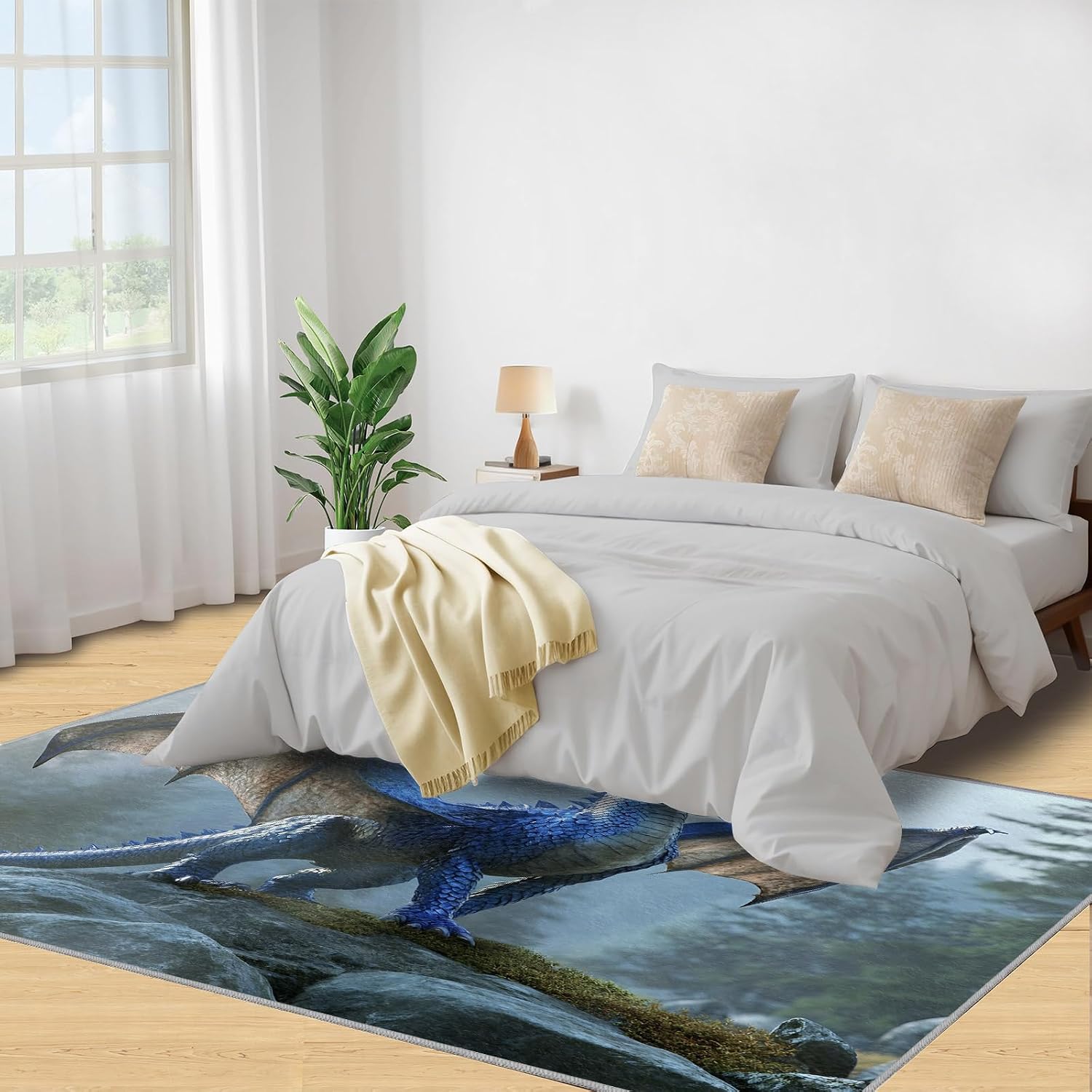 Dragon Rug 5x7, Mythical Creatures Rugs for Living Room, Dragon Area Rug, Washable Rugs for Bedroom, Kitchen Dining Room Decor Carpet