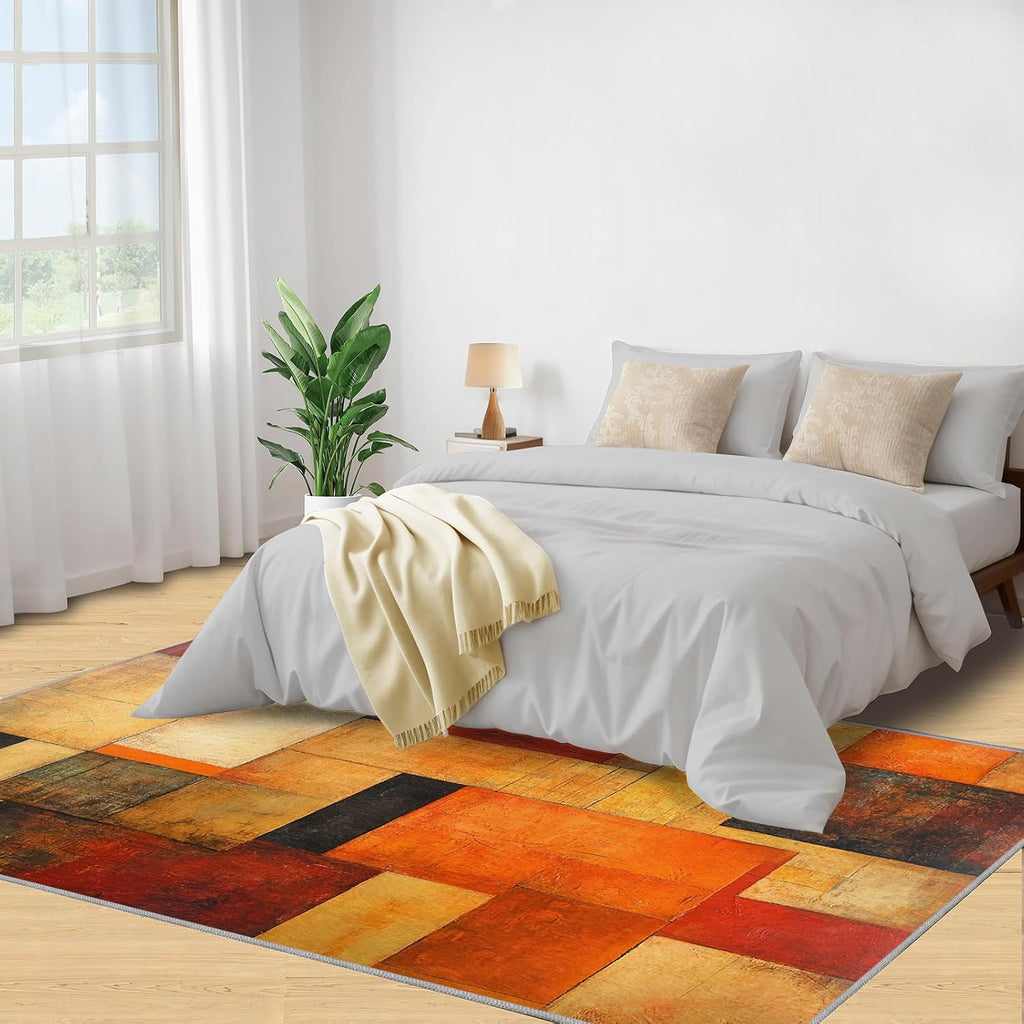 6x8 Abstraction Blocks Classroom Rugs - Retro Geometric Playroom Rug, Modern Art Carpet Area Rug for Girls Bedroom Kids Room Basement Office Classroom