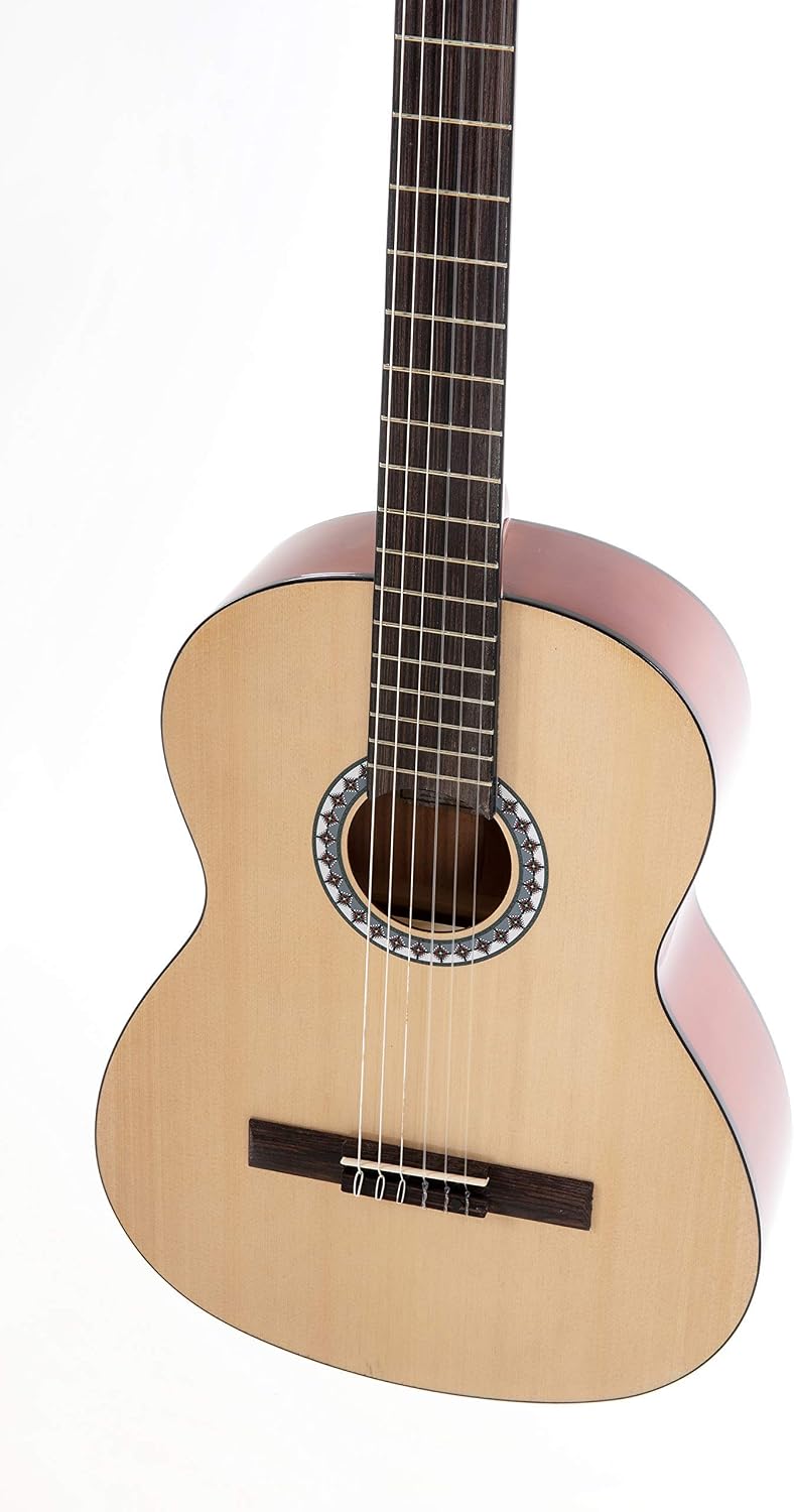 GEWA Classical Guitar BASICPLUS 3/4, Children's Guitar (spruce top, basswood back and sides, high gloss finish, nickel silver frets and chrome plated tuners, ideal for children from 9-12), Natural