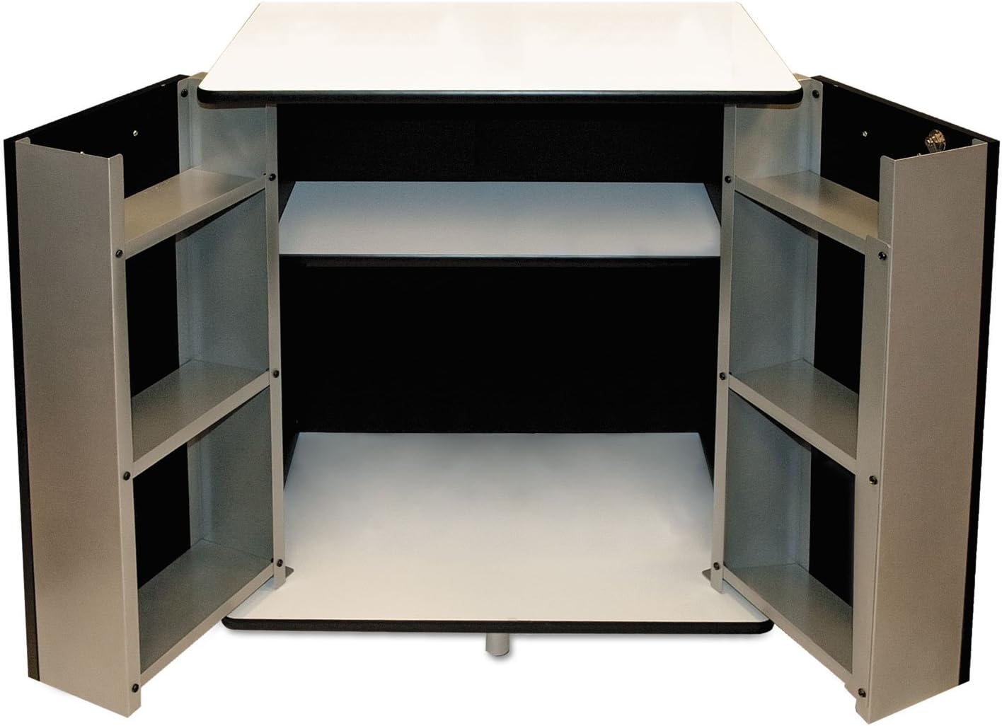 35157 Refreshment Stand, Two-Shelf, 29 1/2w x 21d x 33h, Black/White