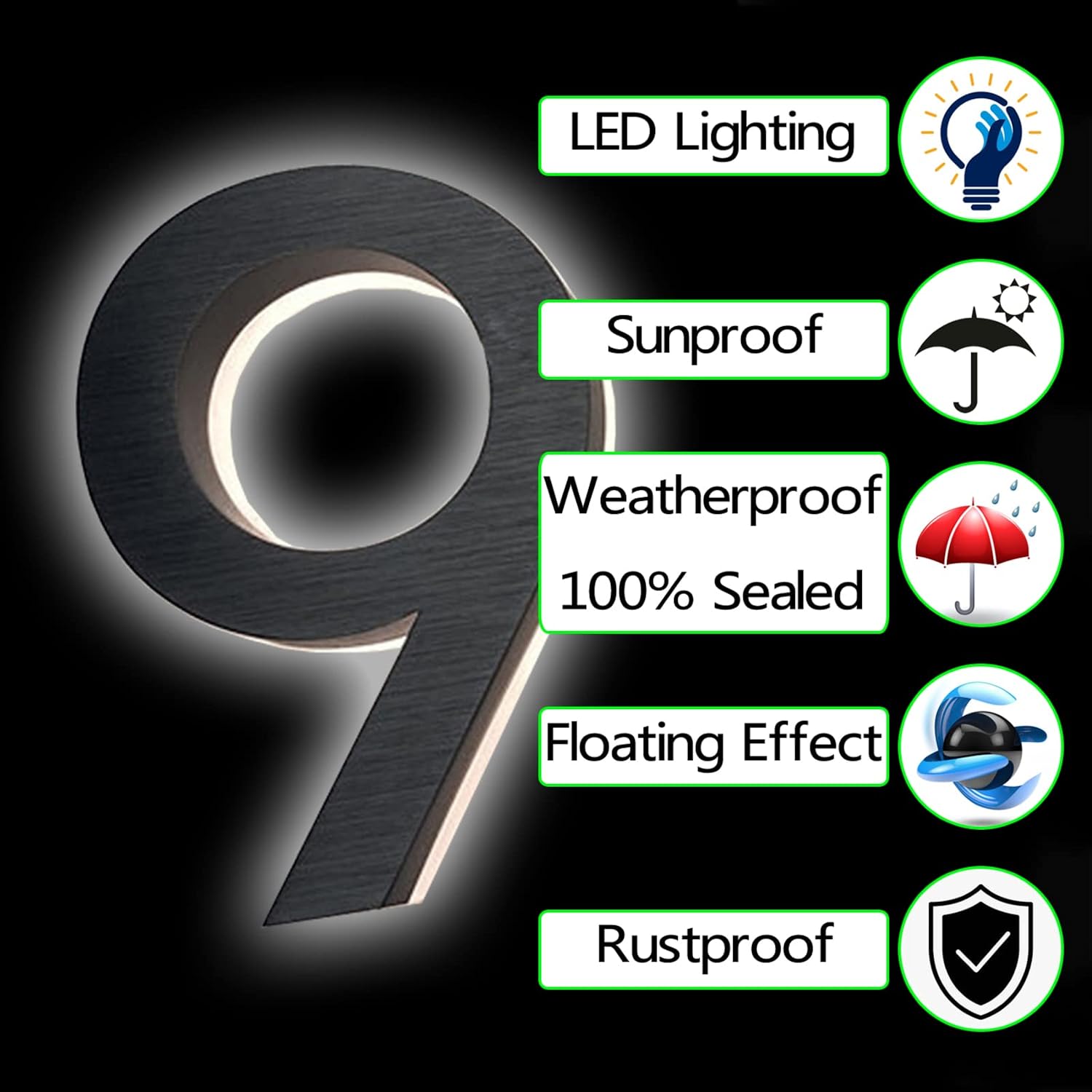 18' Backlit LED Address Numbers For House, Lighted House Numbers For Outside, Illuminated House Number For Outside Plaque, Lighted Address Signs For Houses,R