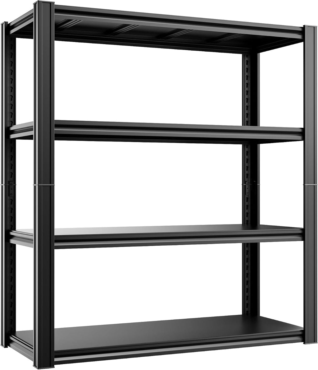 4-Tier 40' W x 20' D x 60' H Garage Shelving Garage Storage Shelves 2200LBS Metal Industrial Shelf Adjustable Heavy Duty Shelving Storage Rack Shelving Unit (Black)