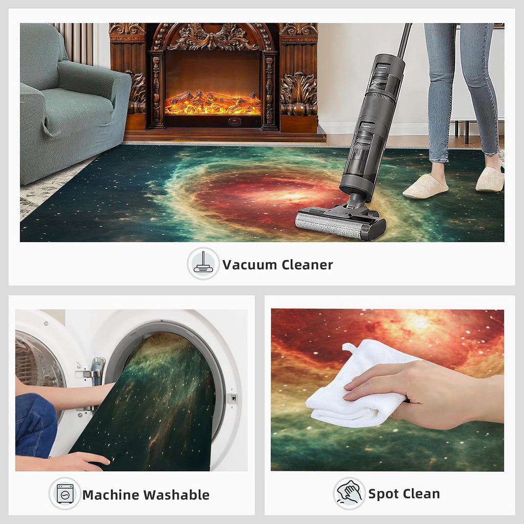 6x8 Cosmic Nebula Area Rug - Space Large Rugs for Living Room, Galaxy Carpet Area Rug for Girls Bedroom Kids Room Basement Office Classroom
