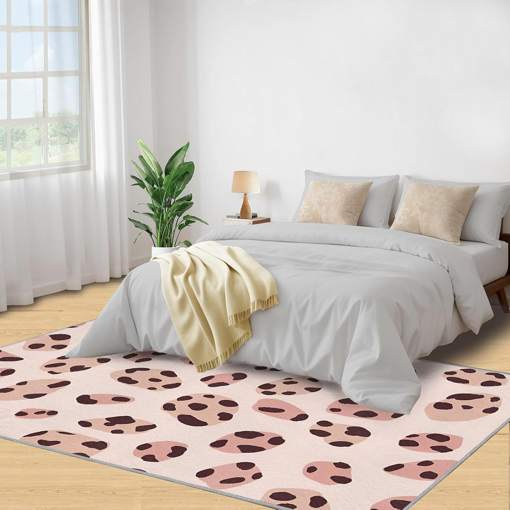 Leopard Rugs for Bedroom - 6x8 Area Rug - Cheetah Rugs for Living Room, Boy Girl's Room Rug, Non-Slip Washable Home Decor Carpet