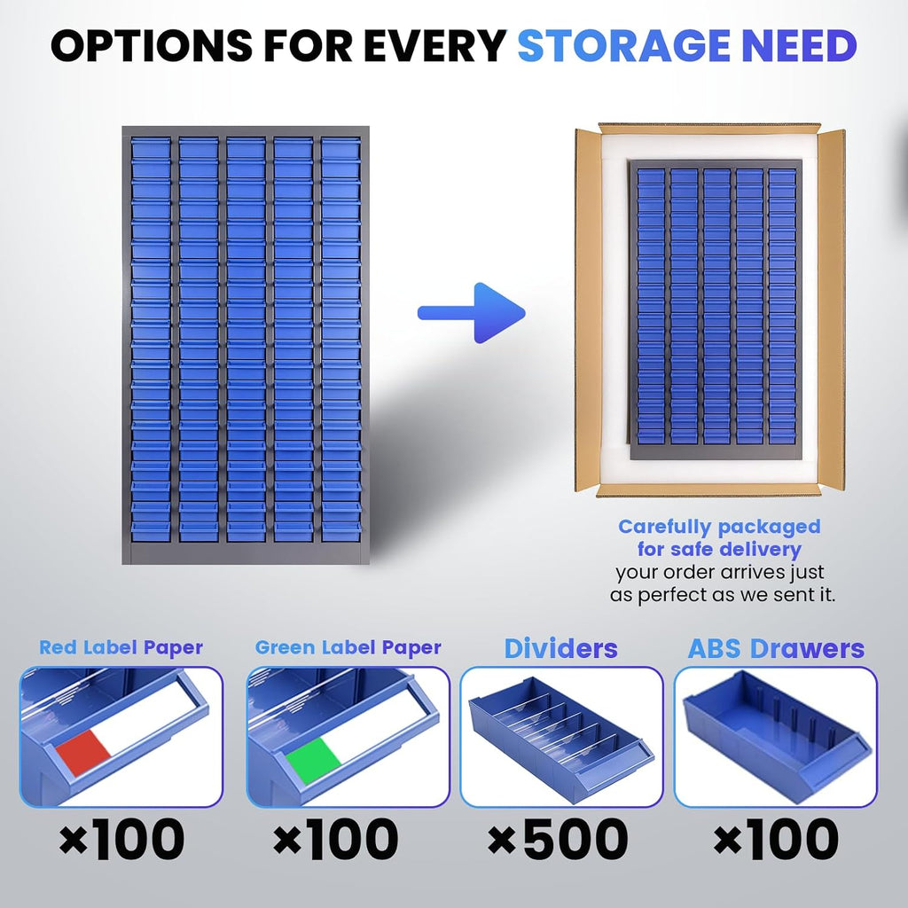 100-Drawer Small Parts Organizer, Nut and Bolt Organizer, Bolt Bin, Metal Storage Cabinet Tool Cabinet with Drawer for Garage, Workshop, Home & Office