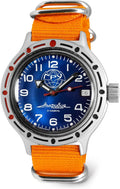 VOSTOK | GRU Amphibian Automatic Self-Winding Russian Diver Wrist Watch | WR 200m | Amphibia 420866 | Blue Dial 40mm Mechanical Watch | Luminous dots