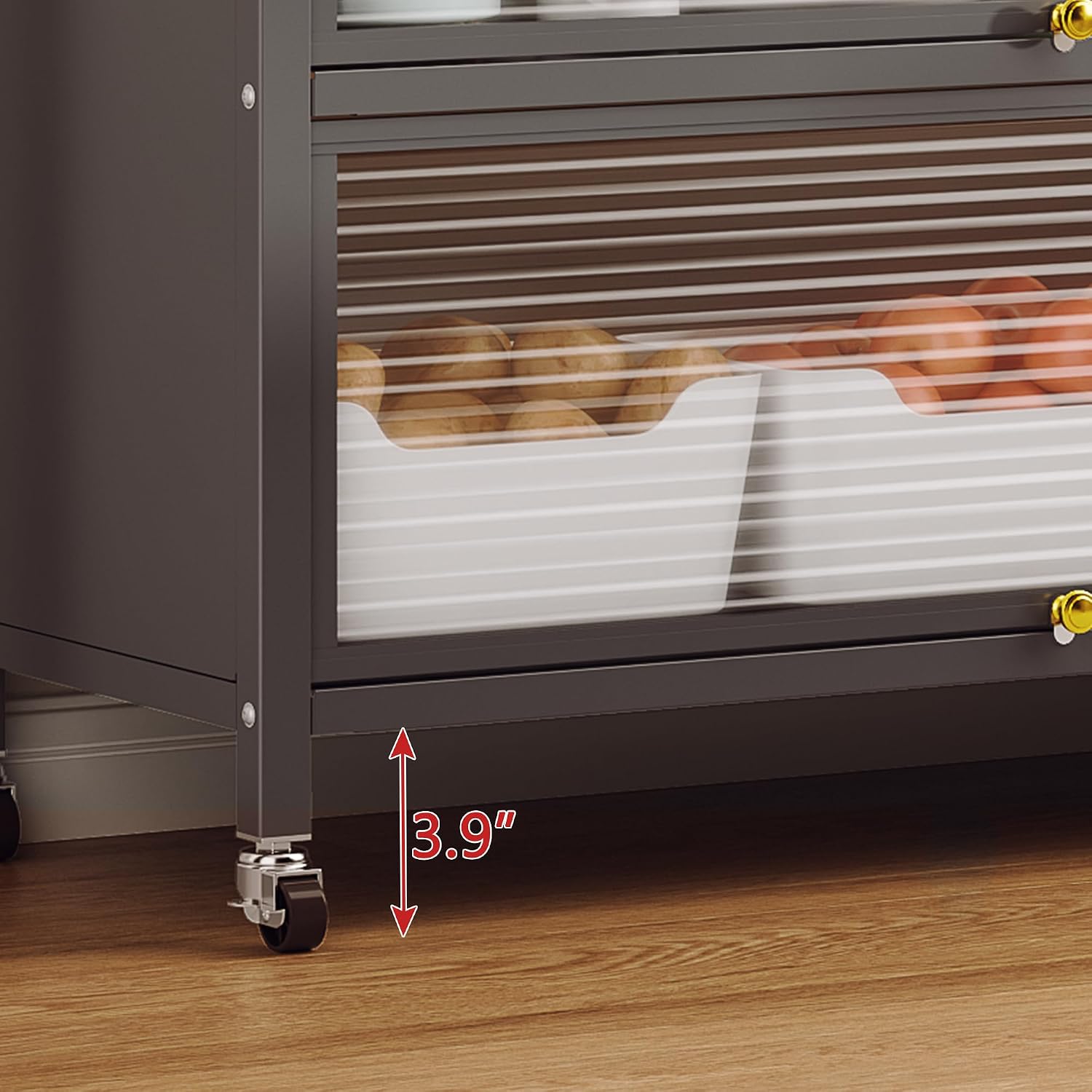 65-Inch Tall Kitchen Bakers Rack with Flip Door Cabinet, 5-Tier Microwave Stand and Coffee Bar, Pantry Storage with Pegboard Hooks, Quick Assembly, White,GreyMetal0