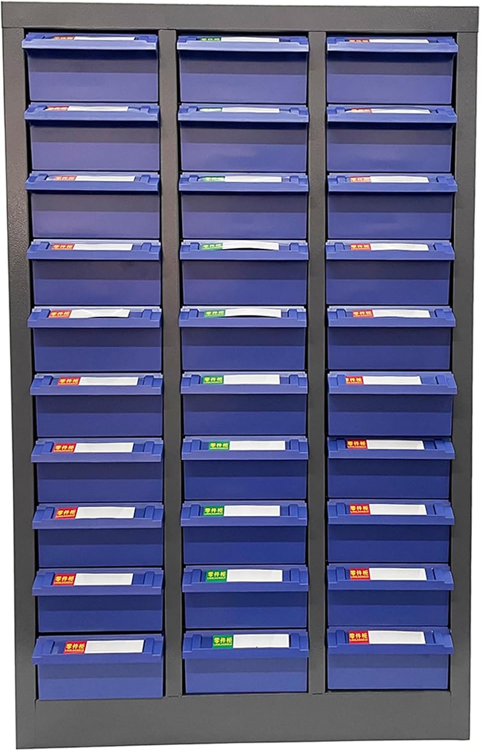 30-Drawer Parts Storage Cabinet, 21.5' L x 12.4' D x 34.3' H, Cold Rolled Steel & ABS Material, Heavy Duty Organizer for Home, Repair Shop, and Factory, Doorless Design
